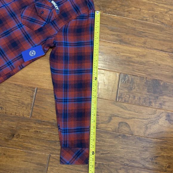 Hurley Red & Blue Plaid Flannel Button-Up Long Sleeve Shirt Mens Size M NWT - Picture 5 of 8